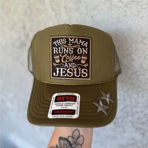 Olive Green Trucker Hat with Patch